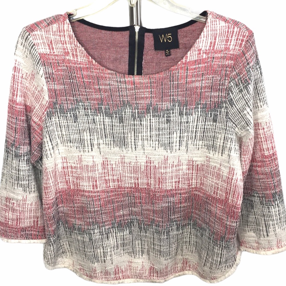 W5 Tweed Fringe Blouse Top